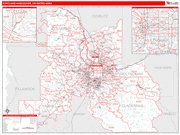Portland-Vancouver-Hillsboro Metro Area Wall Map Red Line Style